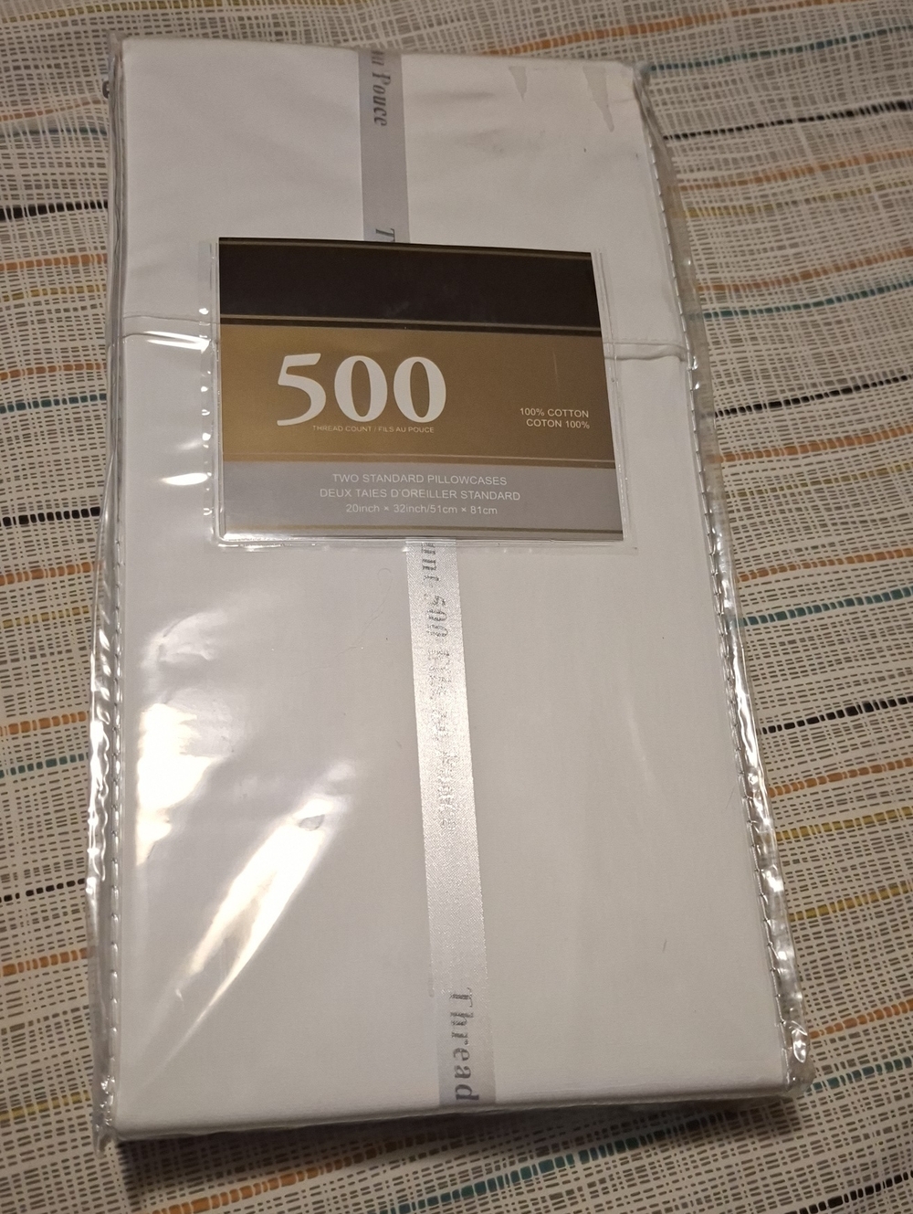 500 Thread Count White Cotton Pillowcase Set - 2 Pack